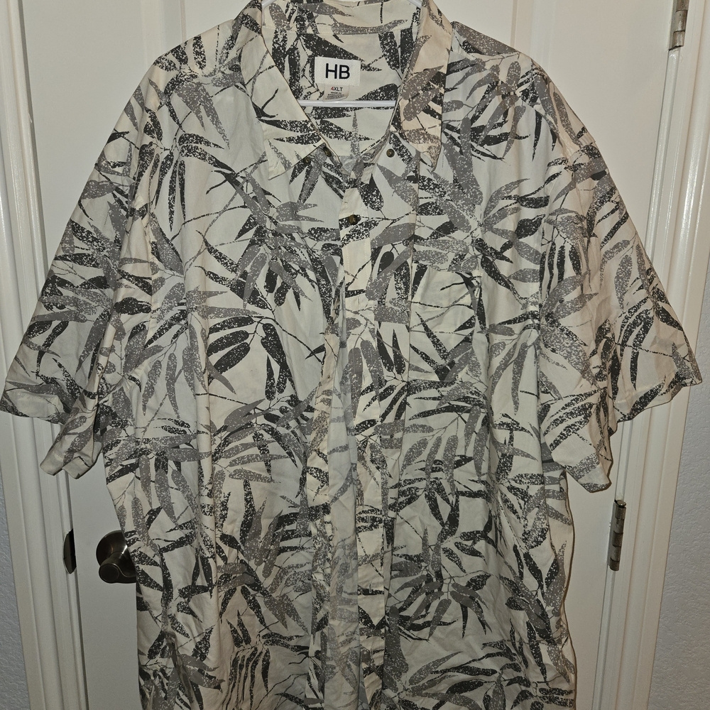 Harbor Bay Sage Green and White Leaf Pattern Shirt